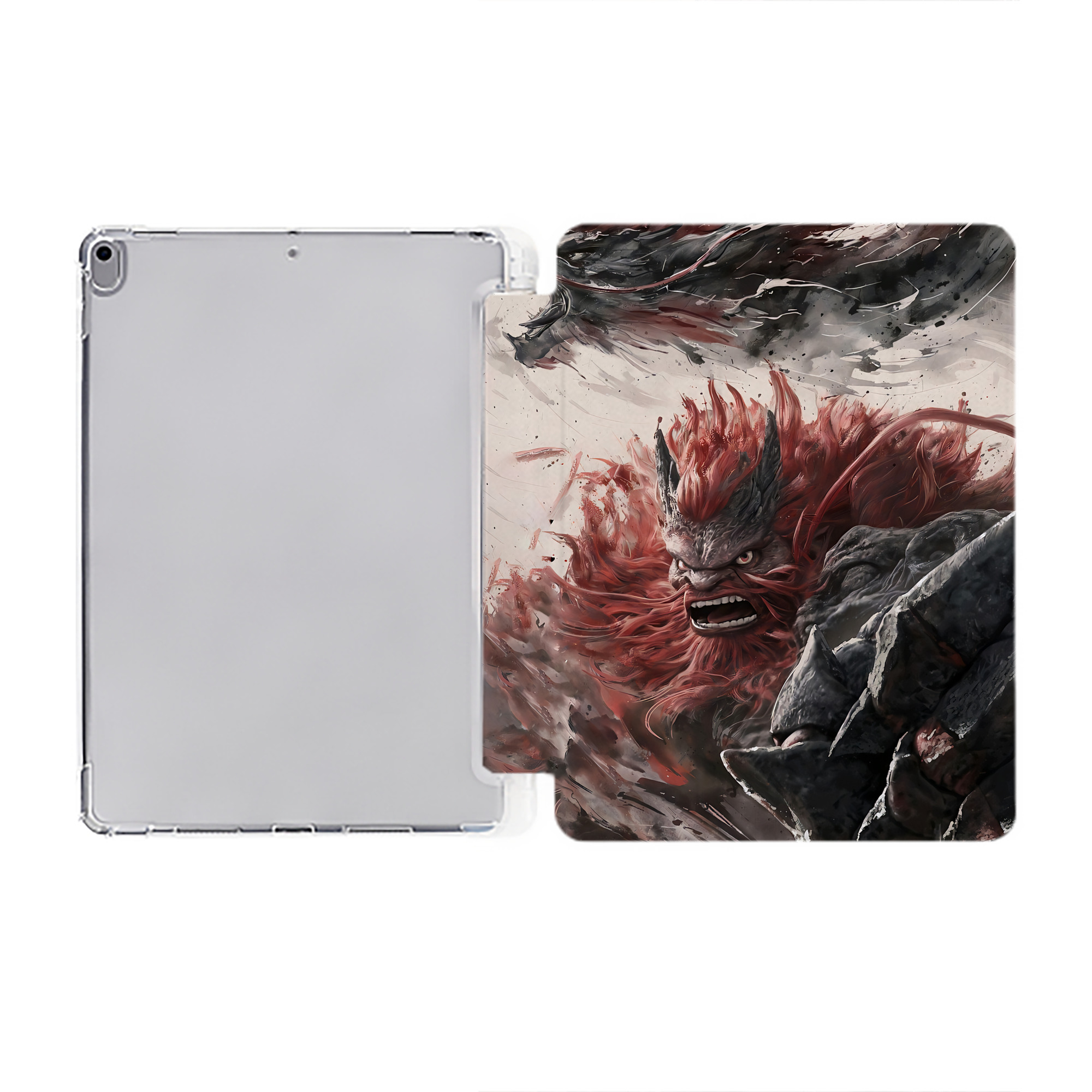 （画像用） Ne Zha 2 ナタ 魔童の大暴れ IPad ケース ペン収納付き 三つ折りスタンド PUレザー×シリコン 対応機種9.5/10.5/10.9インチ